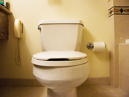 A phone next to the toilet. Hotel in Naples, FL.